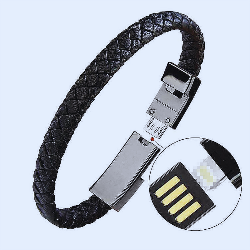 Leather Bracelet Charger USB Charging Cable Braided Cords USB Portable Travel Charger for iPhone