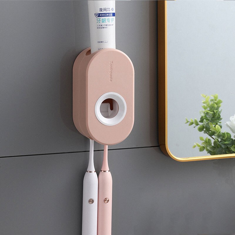 Home Adhesive Automatic Toothpaste Squeezer with Toothbrush Holder Bathroom Wall-mounted Toothpaste Dispenser Useful Things