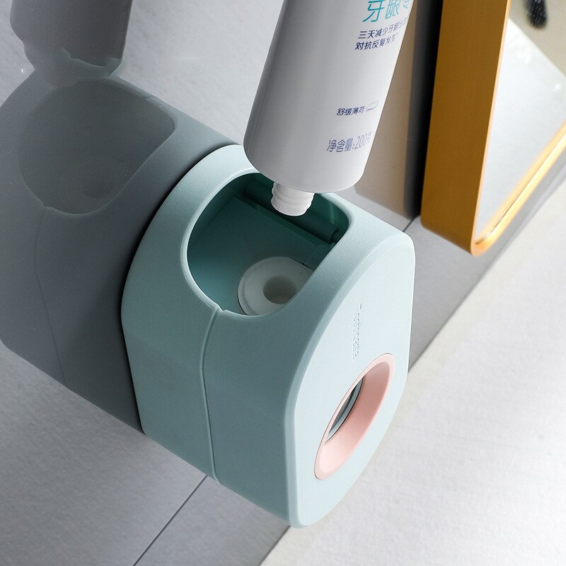 Home Adhesive Automatic Toothpaste Squeezer with Toothbrush Holder Bathroom Wall-mounted Toothpaste Dispenser Useful Things