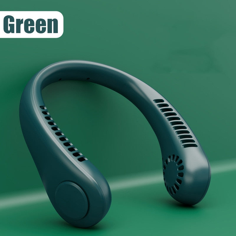 1.1 Portable Hanging Neck Fan Mini Electric Wireless Fan USB Rechargeable Bladeless Mute Fans Air Conditioning Cooler for Sports Fan