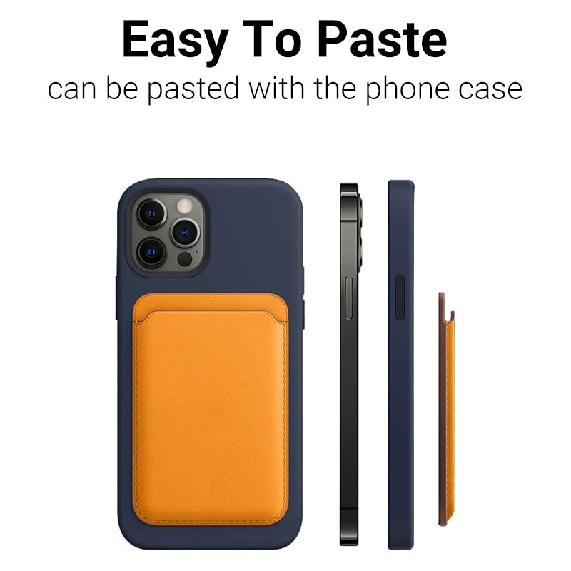 Apple Magsafe Magnetic Card Holder Case For iPhone 13 11 12 Pro MAX mini Leather Wallet Cover XR XS MAX Card phone Bag Adsorption