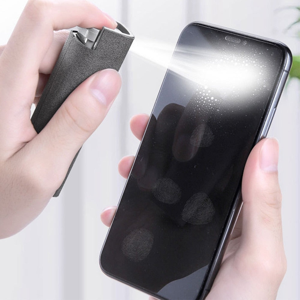 Phone Screen Cleaner Spray (2 In 1) Computer Screen Dust Removal Microfiber Cloth Set Cleaning Artifact Without Cleaning Liquid