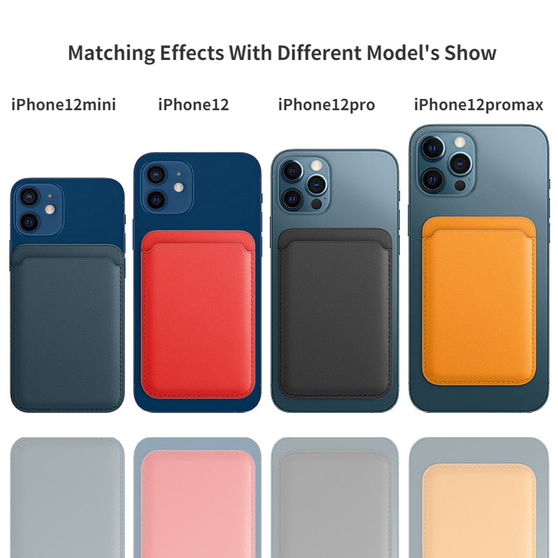 Apple Magsafe Magnetic Card Holder Case For iPhone 13 11 12 Pro MAX mini Leather Wallet Cover XR XS MAX Card phone Bag Adsorption