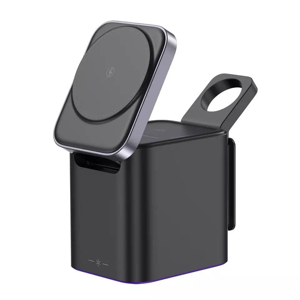 Wireless Charging Station,CADEFU Wireless Charger Compatible with iPhone 13/13 Pro/12/12 Pro/11/X/Xr/Xs/8 Plus, 3 in 1 Fast Charging Stand for Airpods 1/2/Pro, Apple Watch Series(with Adapter)