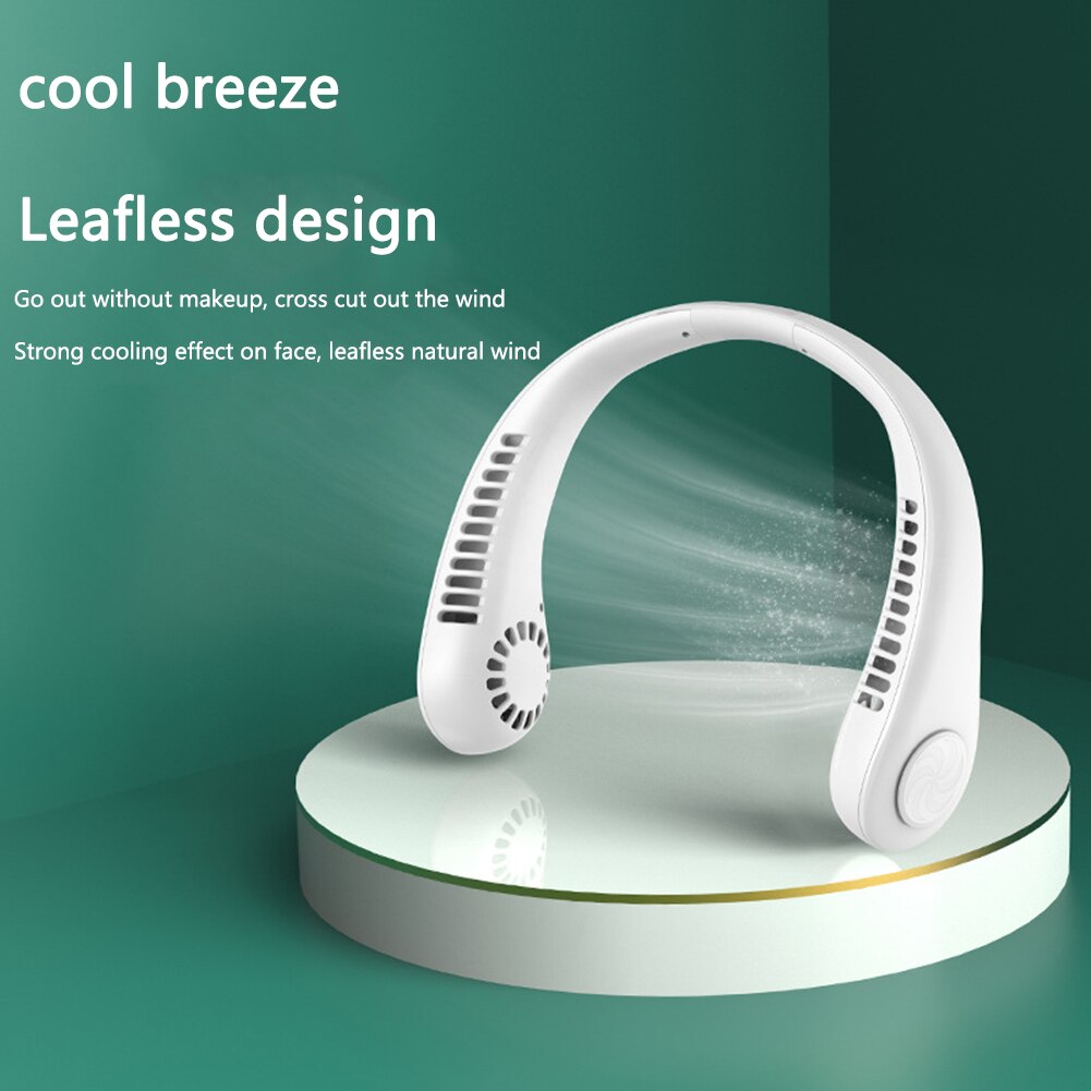 1.1 Portable Hanging Neck Fan Mini Electric Wireless Fan USB Rechargeable Bladeless Mute Fans Air Conditioning Cooler for Sports Fan