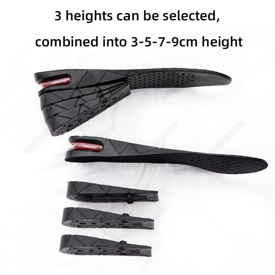 Invisible Height Increase (3-9cm) Insole Cushion Height Adjustable Shoe Heel insoles Insert Taller Support Absorbant Foot Pad