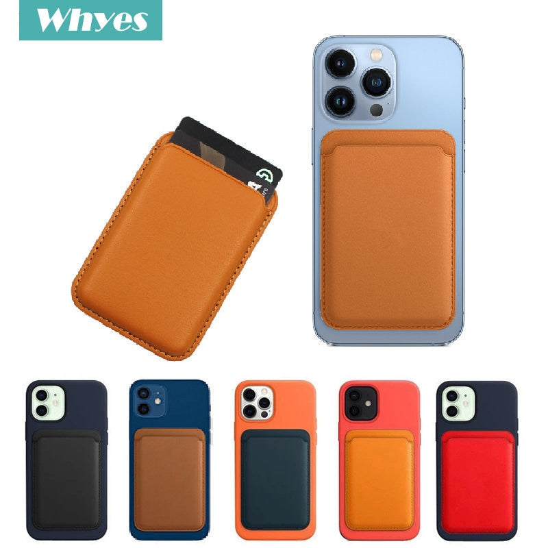 Apple Magsafe Magnetic Card Holder Case For iPhone 13 11 12 Pro MAX mini Leather Wallet Cover XR XS MAX Card phone Bag Adsorption